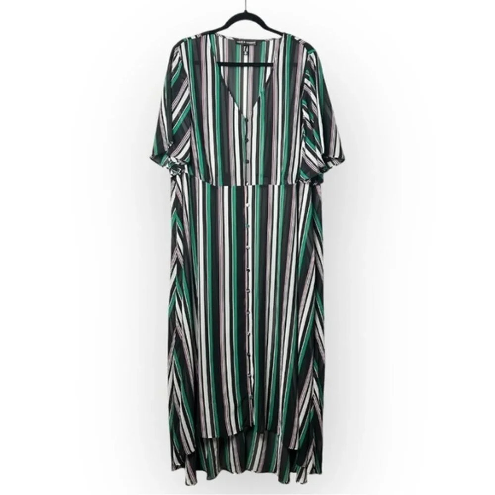 Love & Legend Striped Chiffon High Low Dress 4X